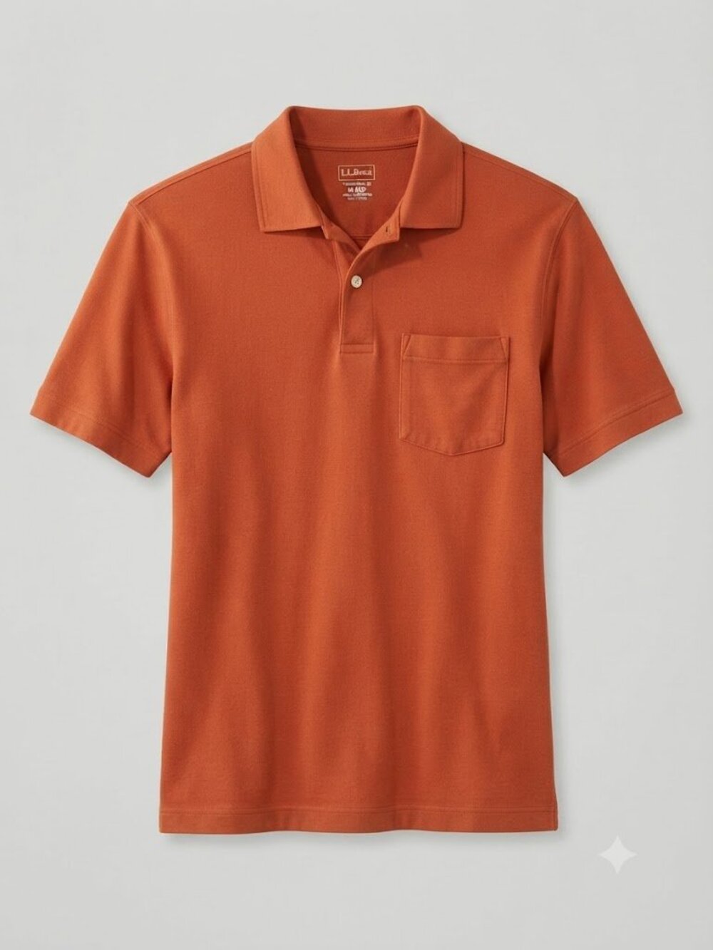 L.L. Bean Men's Orange Short Sleeve Casual Polo Shirt Size M Excellent
